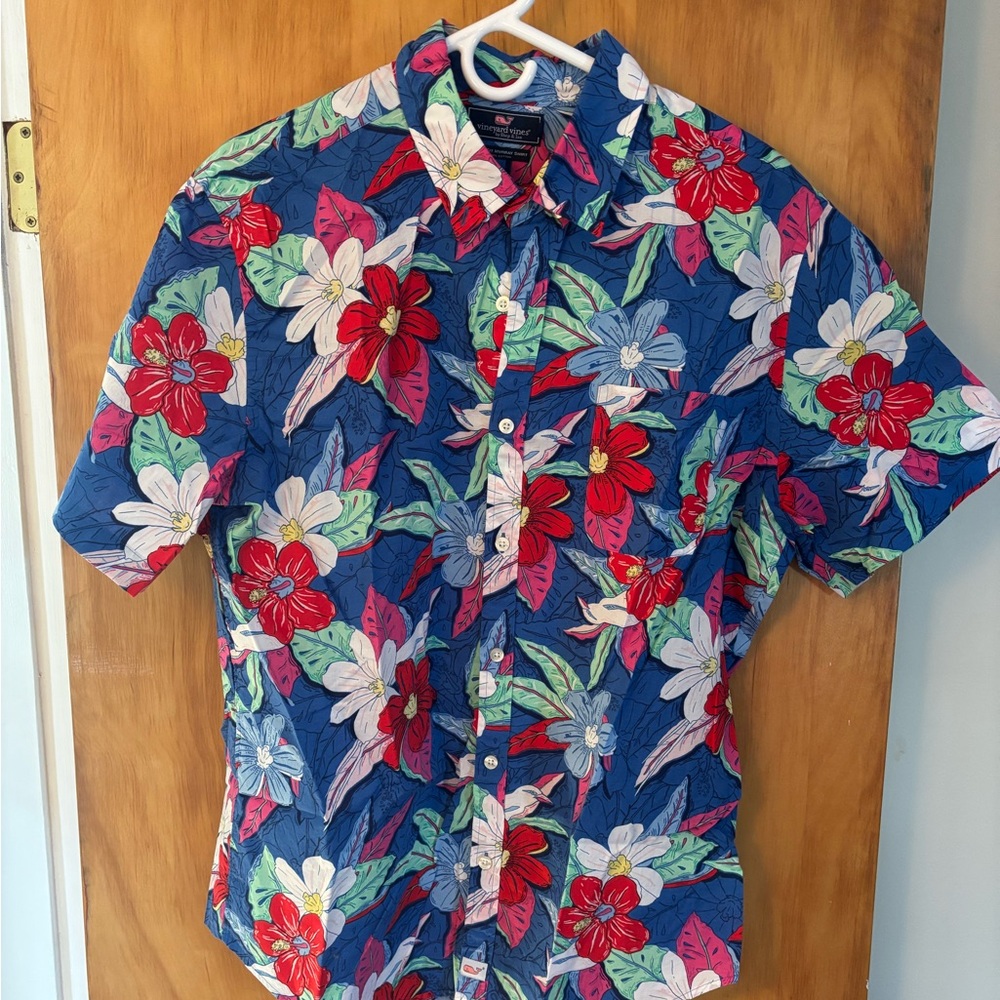 Vineyard Vines Men's Slim Fit Murray Short Sleeve Floral Button Down Size XL